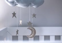 cloud baby mobile with stars and moon