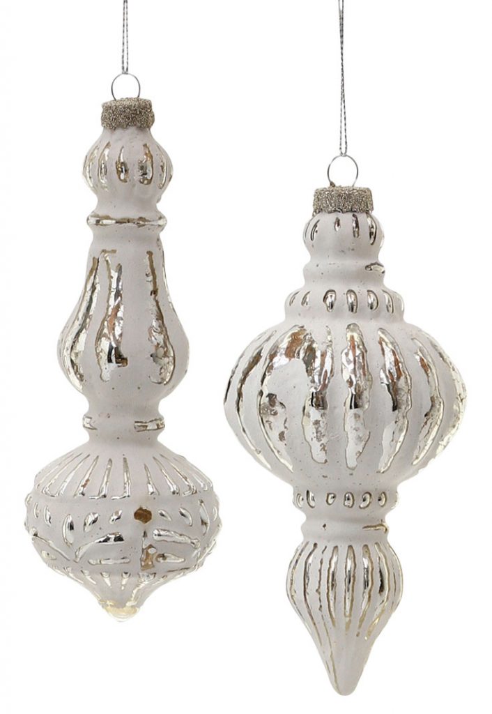 Decorative hanging white ornaments.