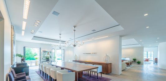 home interior with stone floor by Vetter Stone
