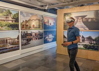 Rob Hull, president and principal designer at JMAD, shows off the architectural firm’s high-tech virtual reality equipment in its Minneapolis office.