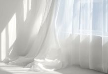 Pantone Color of the Year on the wall, curtain, and floor