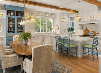 Jim Kuiken expects to see more layered textures, patterns, bold colors, and vintage heirlooms and collected art that tells a personal story in 2026 home projects, much like in this Lake Minnetonka home by Jim Kuiken Design and Pillar Homes