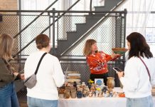 Shoppers browse ceramics at the Mpls Craft Market