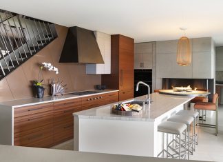 modern kitchen with built ins