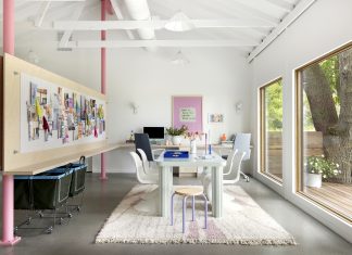 The bright, spacious workspace in Liquidpink Interiors' studio.