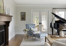 This project by O'Hara Interiors includes a custom Wesley Hall chair.