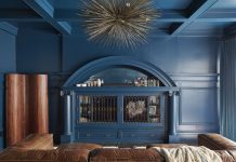 In this San Francisco home, Heather Peterson used vintage items of a similar era (1970s) and material. The tambour screen in the family room joins objects in other rooms to play against the more formal moldings.